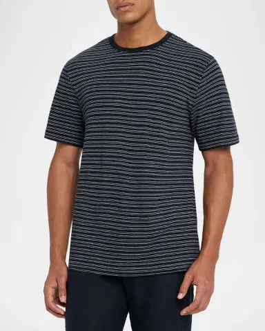 Vince Men's Cotton Thin Stripe Crewneck T-Shirt | Thumbnail 3 Vince Men's Cotton Thin Stripe Crewneck T-Shirt | Thumbnail 3