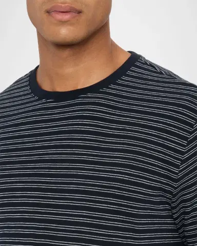 Vince Men's Cotton Thin Stripe Crewneck T-Shirt | Thumbnail 4 Vince Men's Cotton Thin Stripe Crewneck T-Shirt | Thumbnail 4