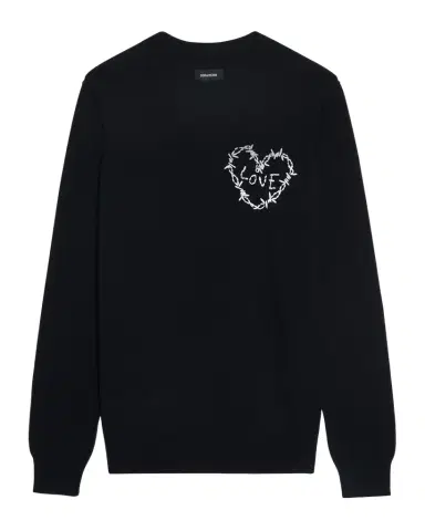Zadig & Voltaire Kendy Heart Embroidered Sweater | Thumbnail 1 Zadig & Voltaire Kendy Heart Embroidered Sweater | Thumbnail 1