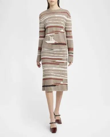 Bottega Veneta Linen-Cotton Intarsia Skirt | Thumbnail 2 Bottega Veneta Linen-Cotton Intarsia Skirt | Thumbnail 2