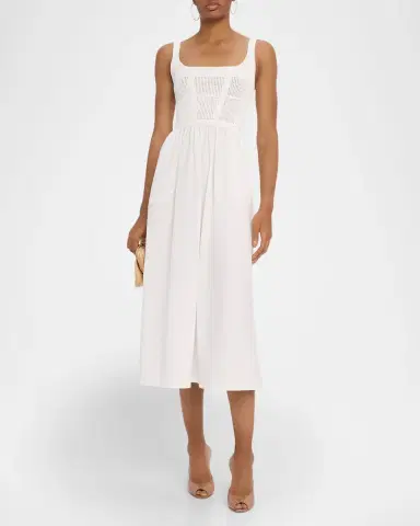 Reiss Kori Pointelle Mixed Media Midi Dress | Thumbnail 2 Reiss Kori Pointelle Mixed Media Midi Dress | Thumbnail 2
