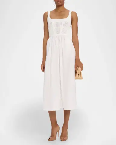 Reiss Kori Pointelle Mixed Media Midi Dress | Thumbnail 4 Reiss Kori Pointelle Mixed Media Midi Dress | Thumbnail 4