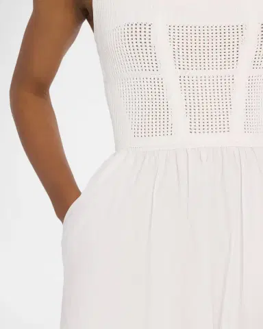 Reiss Kori Pointelle Mixed Media Midi Dress | Thumbnail 5 Reiss Kori Pointelle Mixed Media Midi Dress | Thumbnail 5