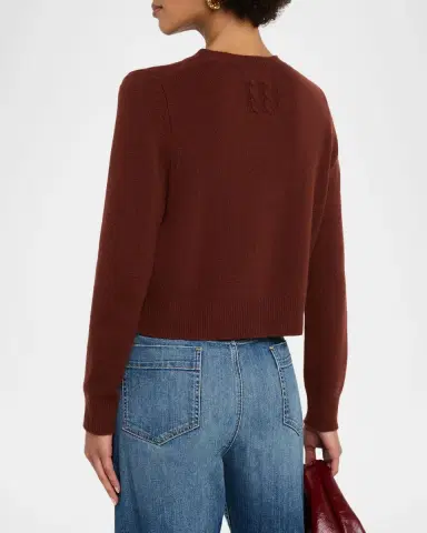 Nili Lotan Venus Dark Rust Cashmere Crop Sweater | Thumbnail 2 Nili Lotan Venus Dark Rust Cashmere Crop Sweater | Thumbnail 2