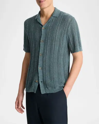 Vince Men's Crochet Cabana Shirt | Thumbnail 2 Vince Men's Crochet Cabana Shirt | Thumbnail 2