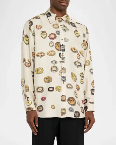 Libertine Men 's Lovers Eyes Classic Silk Shirt | Thumbnail 4 Libertine Men 's Lovers Eyes Classic Silk Shirt | Thumbnail 4