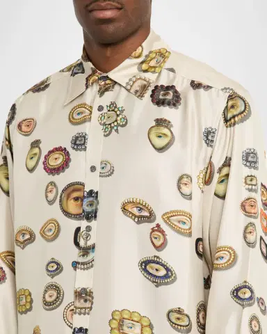 Libertine Men 's Lovers Eyes Classic Silk Shirt | Thumbnail 5 Libertine Men 's Lovers Eyes Classic Silk Shirt | Thumbnail 5