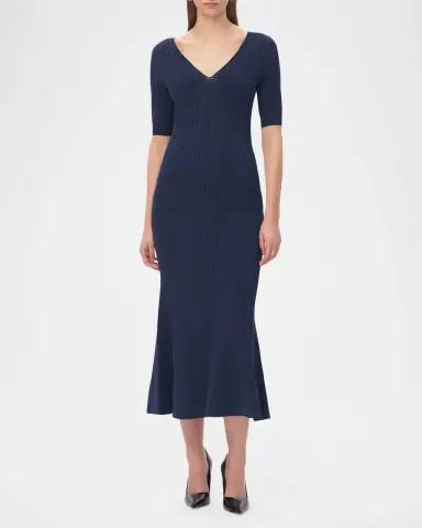 Hervé Léger The Aria Rib Knit Mermaid Midi Dress | Thumbnail 2 Hervé Léger The Aria Rib Knit Mermaid Midi Dress | Thumbnail 2