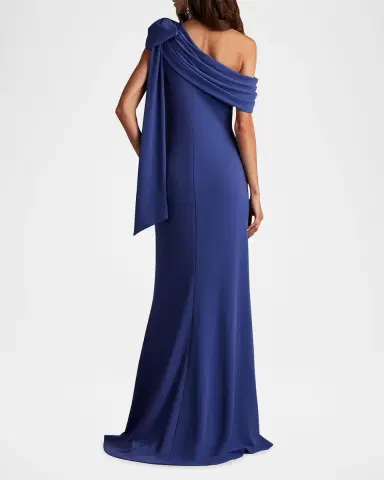 Tadashi Shoji Cassia Colorblock Bow-Shoulder Crepe Gown | Thumbnail 2 Tadashi Shoji Cassia Colorblock Bow-Shoulder Crepe Gown | Thumbnail 2