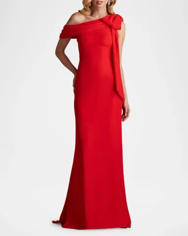 Tadashi Shoji Cassia Colorblock Bow-Shoulder Crepe Gown | Thumbnail 5 Tadashi Shoji Cassia Colorblock Bow-Shoulder Crepe Gown | Thumbnail 5