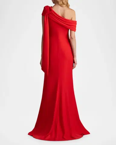 Tadashi Shoji Cassia Colorblock Bow-Shoulder Crepe Gown | Thumbnail 6 Tadashi Shoji Cassia Colorblock Bow-Shoulder Crepe Gown | Thumbnail 6