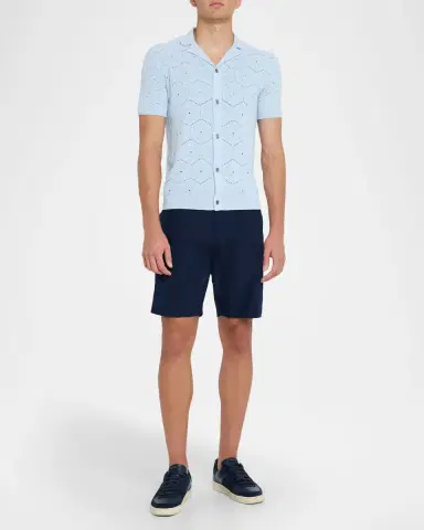 Reiss Men's Royce Geometric Crochet Camp Shirt | Thumbnail 2 Reiss Men's Royce Geometric Crochet Camp Shirt | Thumbnail 2