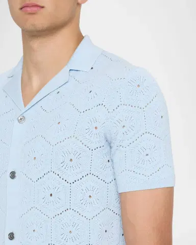 Reiss Men's Royce Geometric Crochet Camp Shirt | Thumbnail 5 Reiss Men's Royce Geometric Crochet Camp Shirt | Thumbnail 5
