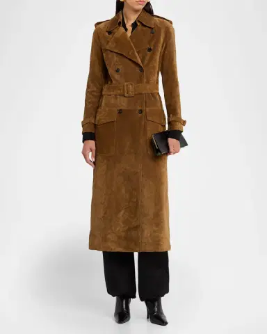 Saint Laurent Belted Suede Trench Coat | Thumbnail 4 Saint Laurent Belted Suede Trench Coat | Thumbnail 4