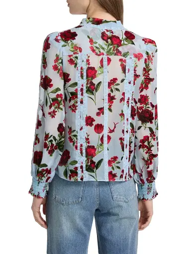 Alice + Olivia Women's Arlette Floral Lace Blouse - American Beauty Carolina Blue - Size XS | Thumbnail 5 Alice + Olivia Women's Arlette Floral Lace Blouse - American Beauty Carolina Blue - Size XS | Thumbnail 5