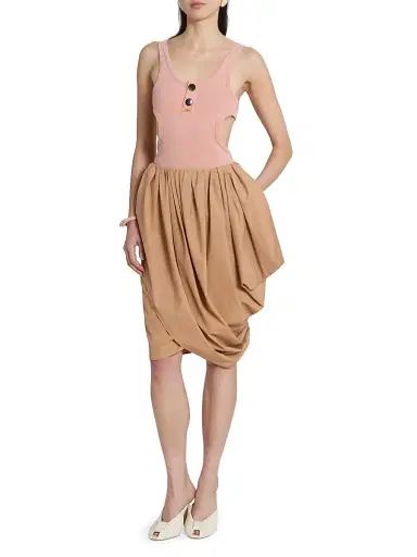 Chloé Women's Cut-Out Embroidered Cotton Tank - Coral Sand | Thumbnail 2 Chloé Women's Cut-Out Embroidered Cotton Tank - Coral Sand | Thumbnail 2