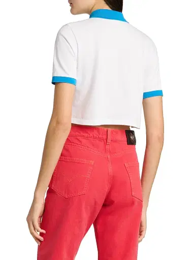 Versace Women's Medusa Pique Crop Polo Top - Multi Color - Size 12 | Thumbnail 5 Versace Women's Medusa Pique Crop Polo Top - Multi Color - Size 12 | Thumbnail 5