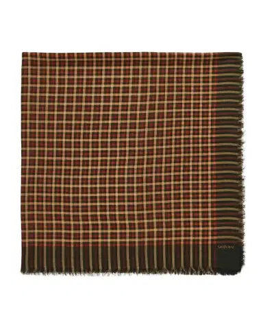 Saint Laurent Men's Wool Madras Check Square Scarf | Thumbnail 1 Saint Laurent Men's Wool Madras Check Square Scarf | Thumbnail 1