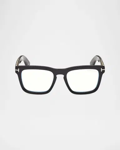 Tom Ford Men's Icon Square Acetate Blue Block Optical Glasses with Clip-On Sunglasses | Thumbnail 2 Tom Ford Men's Icon Square Acetate Blue Block Optical Glasses with Clip-On Sunglasses | Thumbnail 2