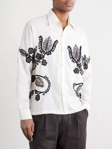 Kartik Research Bead-Embellished Embroidered Cotton-Poplin Shirt - Men | Thumbnail 3 Kartik Research Bead-Embellished Embroidered Cotton-Poplin Shirt - Men | Thumbnail 3