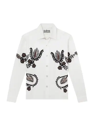 Kartik Research Bead-Embellished Embroidered Cotton-Poplin Shirt - Men | Thumbnail 1 Kartik Research Bead-Embellished Embroidered Cotton-Poplin Shirt - Men | Thumbnail 1
