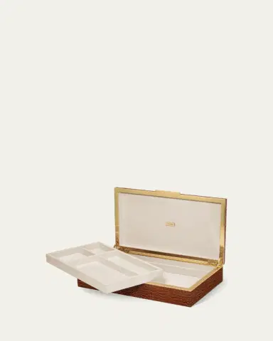 AERIN Classic Croc Leather Desk Box | Thumbnail 3 AERIN Classic Croc Leather Desk Box | Thumbnail 3