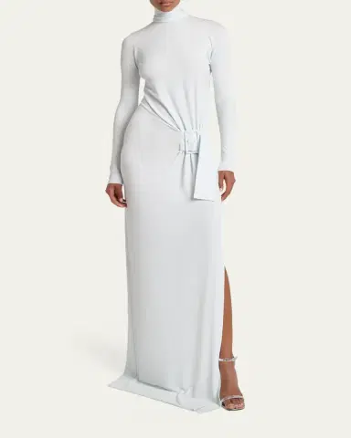 Courrèges Turtleneck Belted Crepe Jersey Maxi Dress | Thumbnail 2 Courrèges Turtleneck Belted Crepe Jersey Maxi Dress | Thumbnail 2