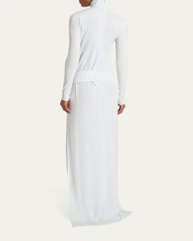Courrèges Turtleneck Belted Crepe Jersey Maxi Dress | Thumbnail 3 Courrèges Turtleneck Belted Crepe Jersey Maxi Dress | Thumbnail 3