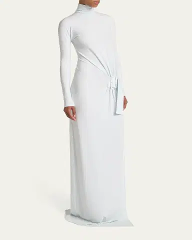 Courrèges Turtleneck Belted Crepe Jersey Maxi Dress | Thumbnail 4 Courrèges Turtleneck Belted Crepe Jersey Maxi Dress | Thumbnail 4