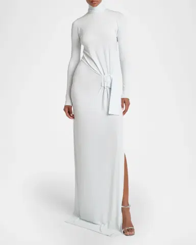 Courrèges Turtleneck Belted Crepe Jersey Maxi Dress | Thumbnail 6 Courrèges Turtleneck Belted Crepe Jersey Maxi Dress | Thumbnail 6