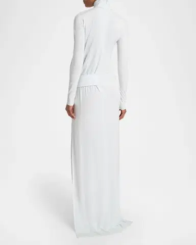 Courrèges Turtleneck Belted Crepe Jersey Maxi Dress | Thumbnail 7 Courrèges Turtleneck Belted Crepe Jersey Maxi Dress | Thumbnail 7