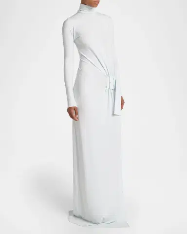 Courrèges Turtleneck Belted Crepe Jersey Maxi Dress | Thumbnail 8 Courrèges Turtleneck Belted Crepe Jersey Maxi Dress | Thumbnail 8