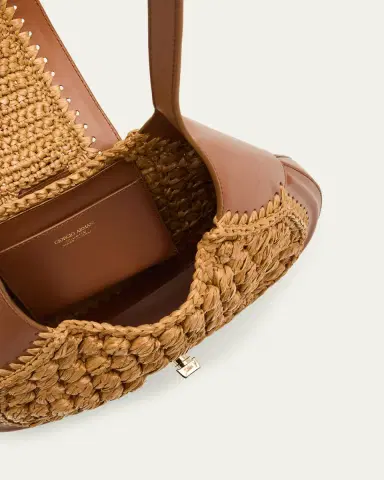 Giorgio Armani Small Raffia & Leather Hobo Bag | Thumbnail 4 Giorgio Armani Small Raffia & Leather Hobo Bag | Thumbnail 4