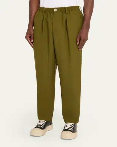 Marni Men's Wool Coulisse-Waist Pleated Trousers | Thumbnail 4 Marni Men's Wool Coulisse-Waist Pleated Trousers | Thumbnail 4