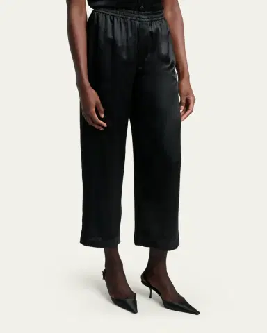 Saint Laurent Silk Straight-Leg Crop Pajama Pants | Thumbnail 4 Saint Laurent Silk Straight-Leg Crop Pajama Pants | Thumbnail 4