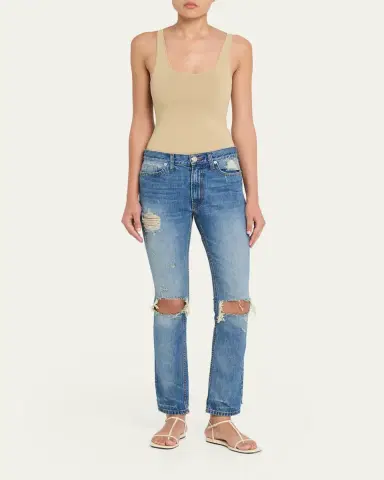 Brandon Maxwell The Riggs Distressed Crop Cigarette Jeans | Thumbnail 2 Brandon Maxwell The Riggs Distressed Crop Cigarette Jeans | Thumbnail 2