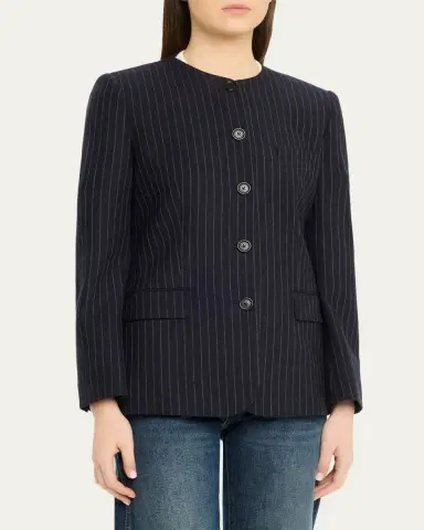 Nili Lotan Gertrude Pinstripe Single-Breasted Jacket | Thumbnail 4 Nili Lotan Gertrude Pinstripe Single-Breasted Jacket | Thumbnail 4
