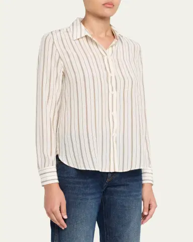 Nili Lotan Gaia Striped Silk Slim Button-Down Shirt | Thumbnail 4 Nili Lotan Gaia Striped Silk Slim Button-Down Shirt | Thumbnail 4