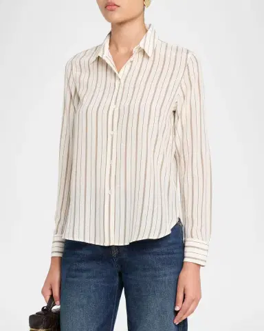 Nili Lotan Gaia Striped Silk Slim Button-Down Shirt | Thumbnail 8 Nili Lotan Gaia Striped Silk Slim Button-Down Shirt | Thumbnail 8