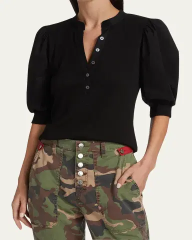 Veronica Beard Coralee Puff Sleeve Button-Front Top | Thumbnail 4 Veronica Beard Coralee Puff Sleeve Button-Front Top | Thumbnail 4