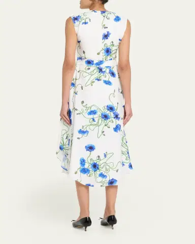 Stella McCartney Floral Print Hammered Viscose Midi Dress | Thumbnail 3 Stella McCartney Floral Print Hammered Viscose Midi Dress | Thumbnail 3