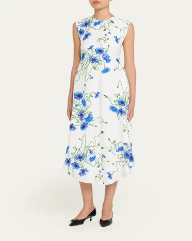 Stella McCartney Floral Print Hammered Viscose Midi Dress | Thumbnail 4 Stella McCartney Floral Print Hammered Viscose Midi Dress | Thumbnail 4