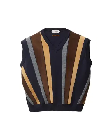 Versace Suede Patchwork Sweater Vest | Thumbnail 1 Versace Suede Patchwork Sweater Vest | Thumbnail 1