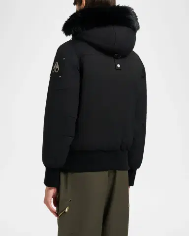 Moose Knuckles Debbie Bomber Jacket with Detachable Hood, Shearling Trim, & Pom Poms | Thumbnail 2 Moose Knuckles Debbie Bomber Jacket with Detachable Hood, Shearling Trim, & Pom Poms | Thumbnail 2