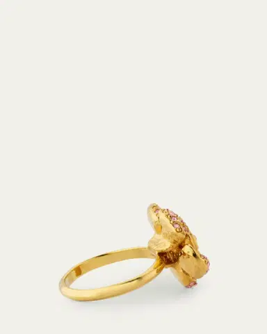 Oscar de la Renta Rose Ring with Pave Crystals | Thumbnail 4 Oscar de la Renta Rose Ring with Pave Crystals | Thumbnail 4