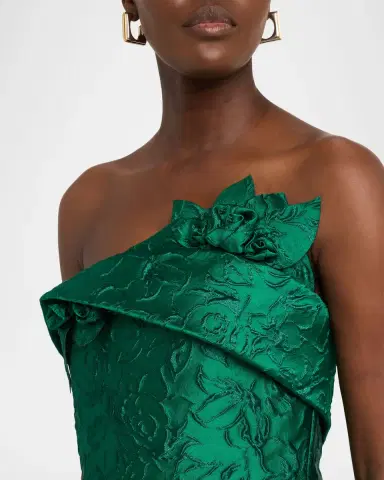 Badgley Mischka Strapless Floral Jacquard Trumpet Gown | Thumbnail 5 Badgley Mischka Strapless Floral Jacquard Trumpet Gown | Thumbnail 5