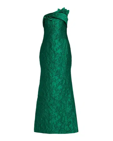 Badgley Mischka Strapless Floral Jacquard Trumpet Gown | Thumbnail 1 Badgley Mischka Strapless Floral Jacquard Trumpet Gown | Thumbnail 1