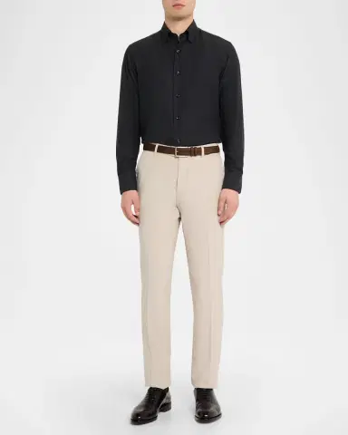 Brioni Men's Cotton and Cashmere Flat-Front Trousers | Thumbnail 2 Brioni Men's Cotton and Cashmere Flat-Front Trousers | Thumbnail 2