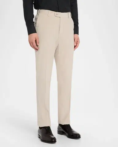 Brioni Men's Cotton and Cashmere Flat-Front Trousers | Thumbnail 4 Brioni Men's Cotton and Cashmere Flat-Front Trousers | Thumbnail 4