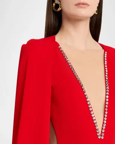 Stella McCartney Crystal Plunging Illusion Cutout Cape Gown | Thumbnail 5 Stella McCartney Crystal Plunging Illusion Cutout Cape Gown | Thumbnail 5